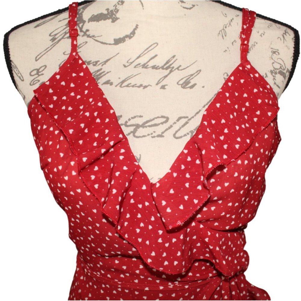Shein Heart Pattern Ruffled Wrap Dress - Picture 8 of 11